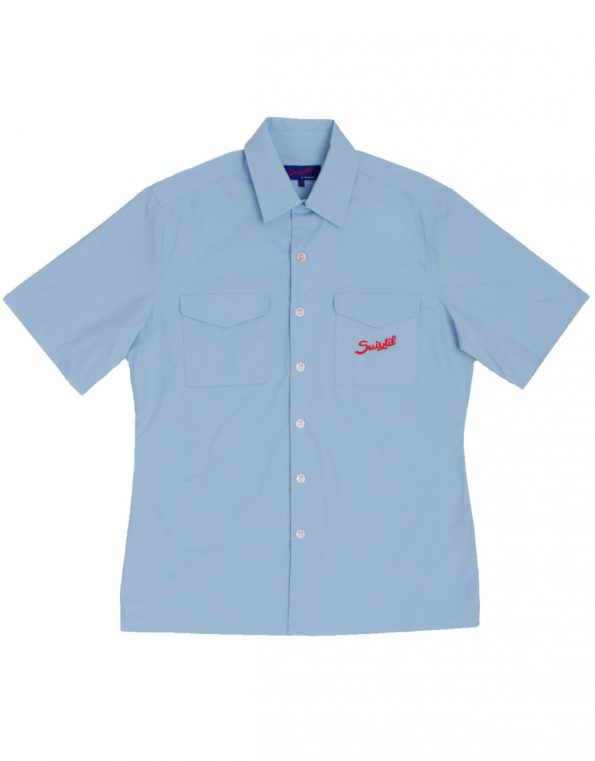 Suixtil Men's Brescia 100% Cotton Popelin Short Sleeve Race Shirt, Argentine blue