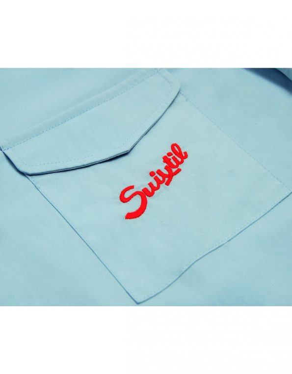 Suixtil Men's Brescia 100% Cotton Popelin Short Sleeve Race Shirt, Argentine blue