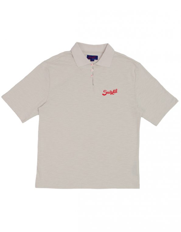 NEW Suixtil 100% slub yarn cotton RIO short sleeve Polo,  aluminum grey with red accents