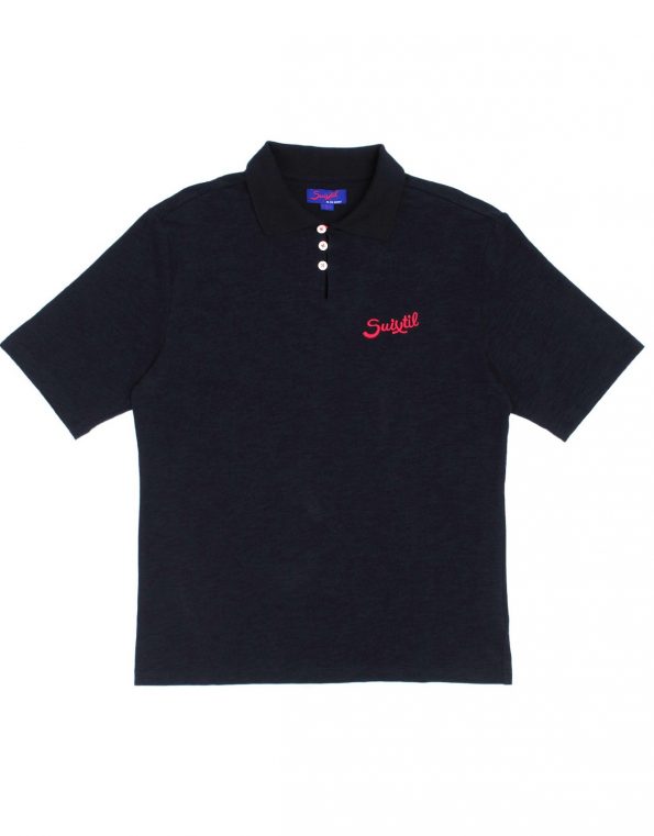 Suixtil 100% slub yarn cotton RIO short sleeve Polo,  navy blue