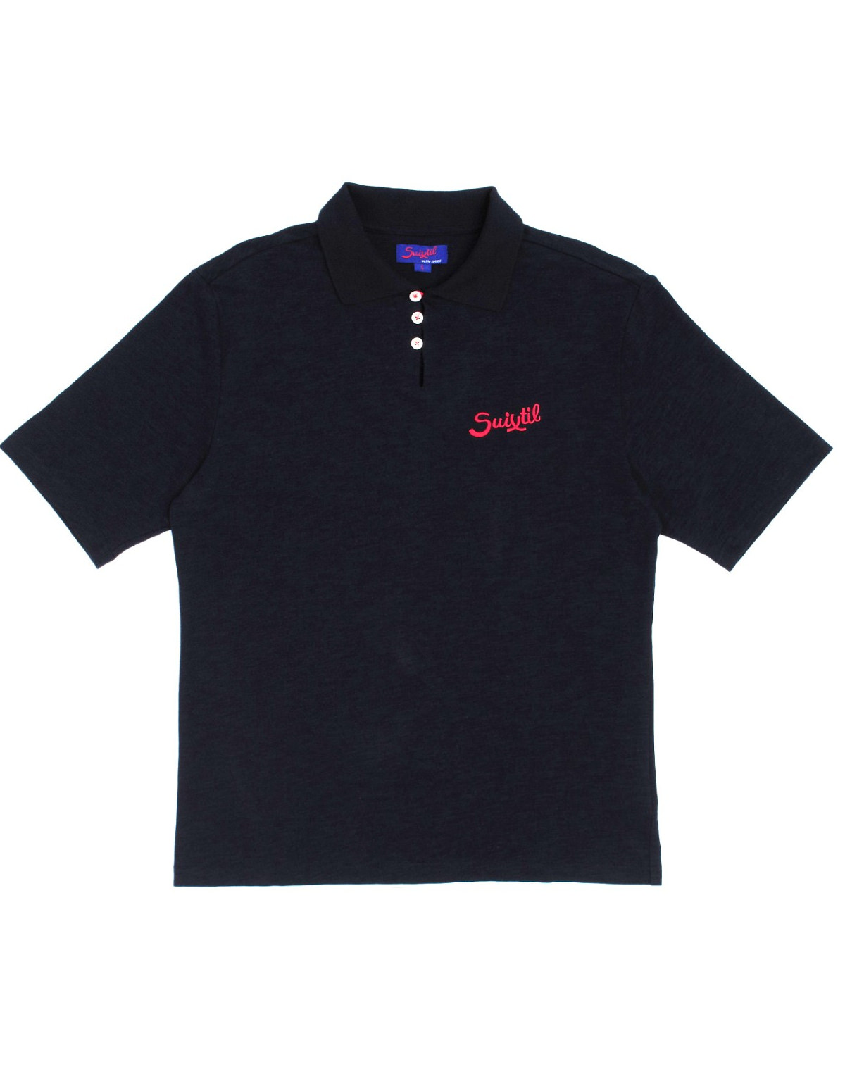 Rio Polo – Navy blue with Red Accents – 100% slub yarn cotton – web1