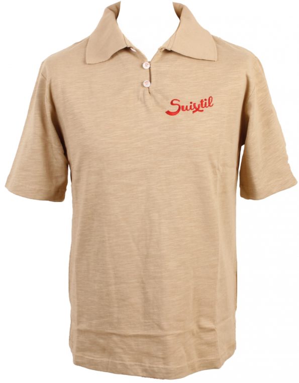 Suixtil Men's 100% Slub Yarn Cotton Rio Short Sleeve Polo, Light beige