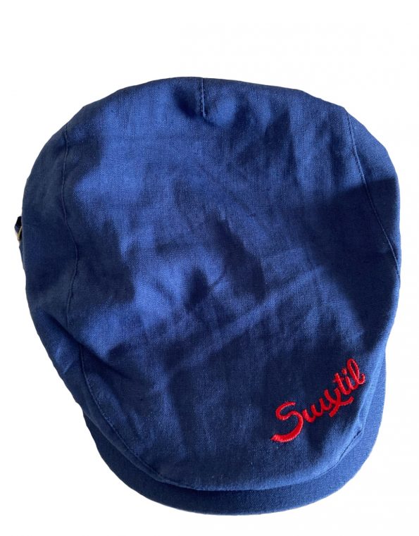 Suixtil Men's Linen-Mix Flat Cap, Navy blue
