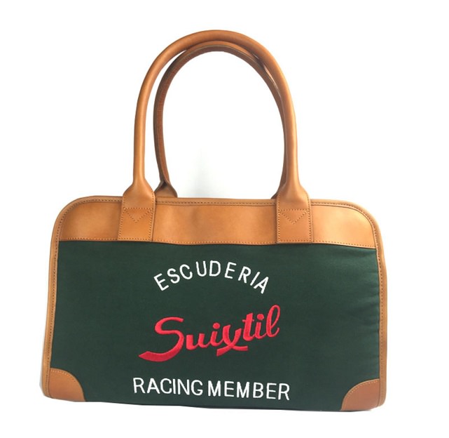 The Track bag – cotton canvas & leather – British Racing Green (2)