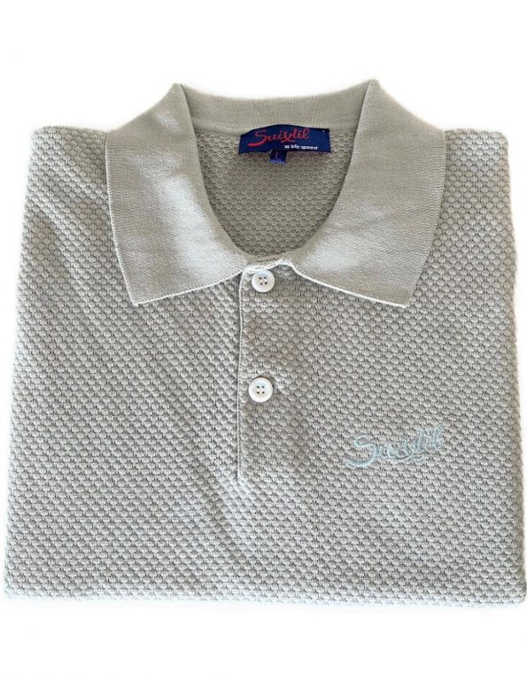 Suixtil 100% Pima cotton Nassau short sleeve polo, silver grey