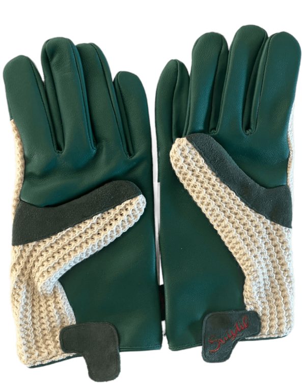 Suixtil Men's British racing green Grand Prix race leather & cotton stringback driving gloves