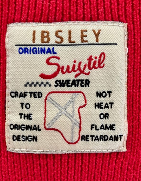 Ibsley ruby red sweater - Merino wool & cotton - product label
