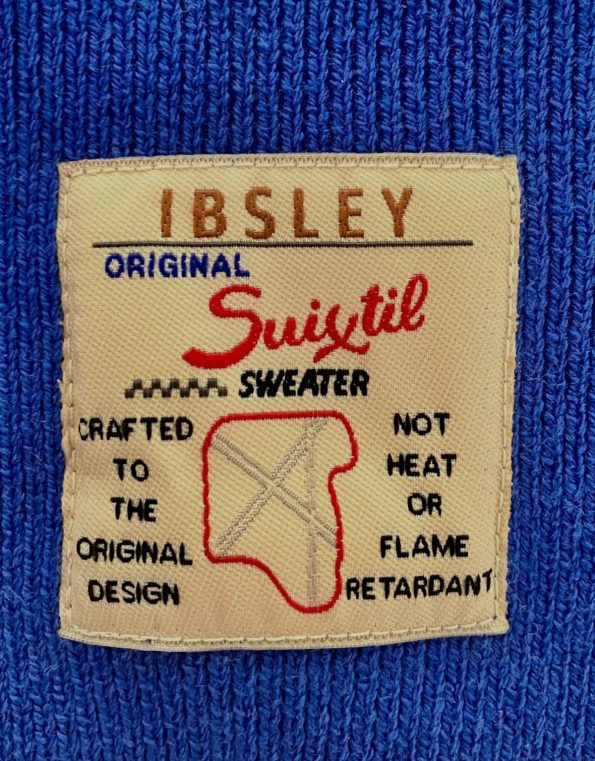 Ibsley smoke blue sweater - Merino wool & cotton- product label